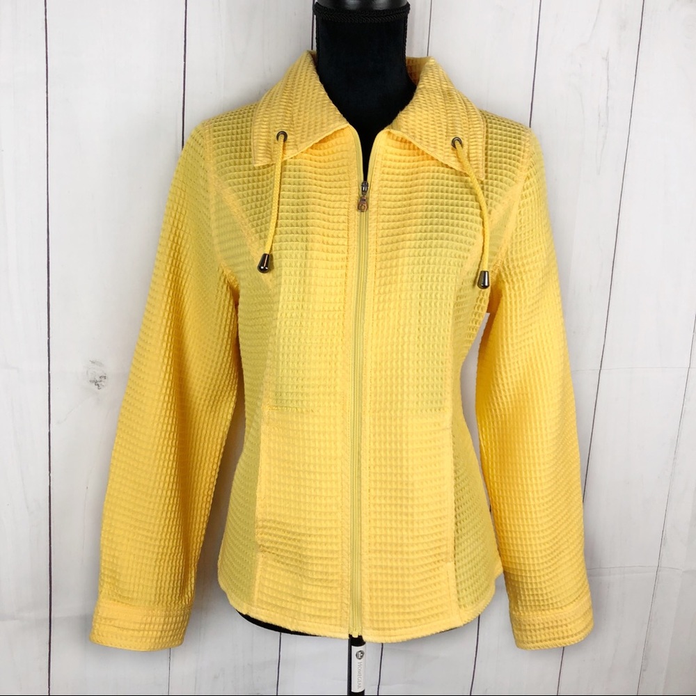 Christopher & Banks Yellow Zip Up Sweater Jacket